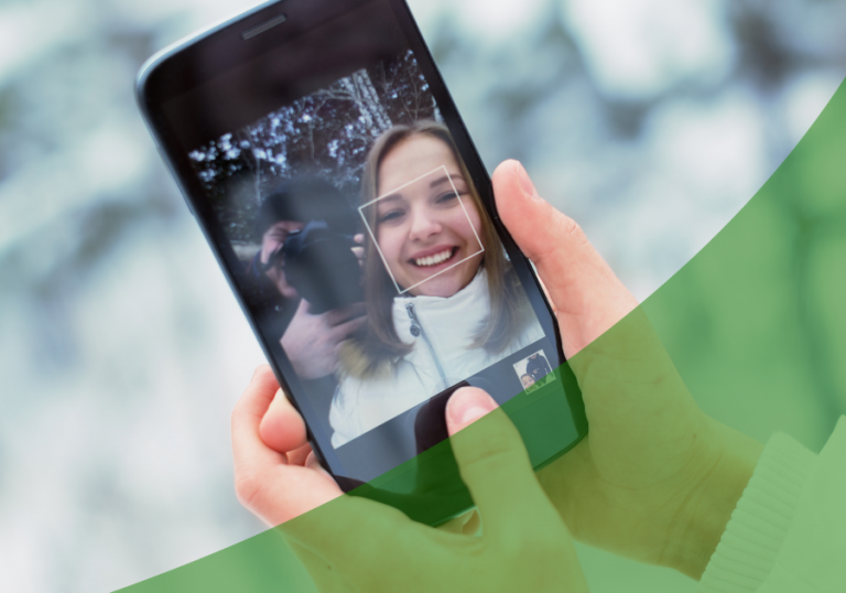 woman holding iPhone