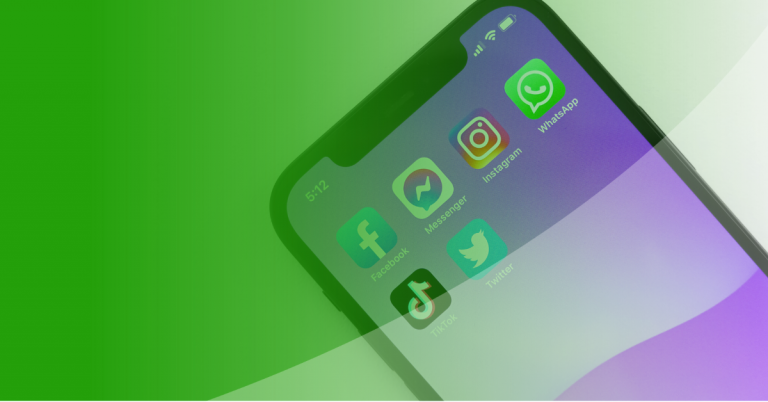 Photo of phone to represent social media management