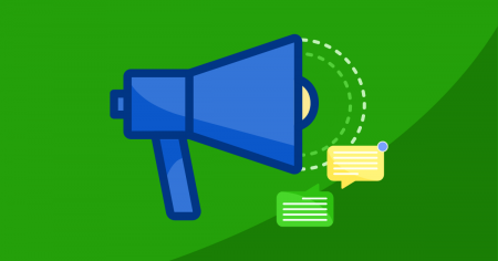 Green background with blue megaphone