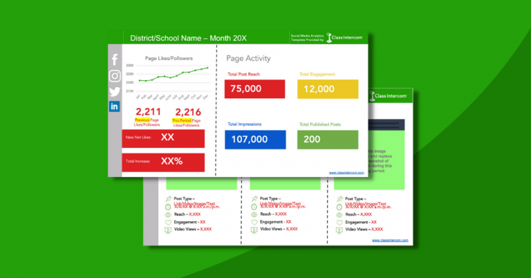 Green background with dark green swoosh in bottom right hand corner picture of sample templates over lapping each other