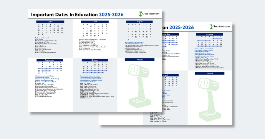 Two screenshots of the Important Dares in Education calendar