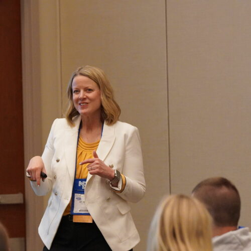 Class Intercom President, Jill, presenting at NETA conference.