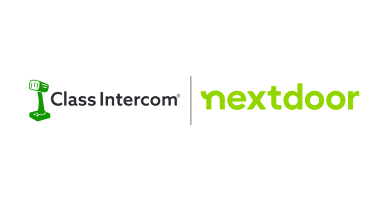 Class Intercom logo and Nextdoor logo side by side.