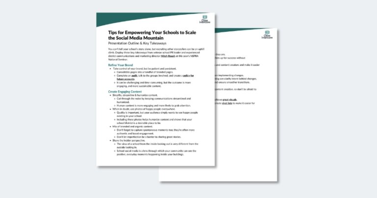 Presentation outline and key takeaways for empowering schools to scale their social media efforts.