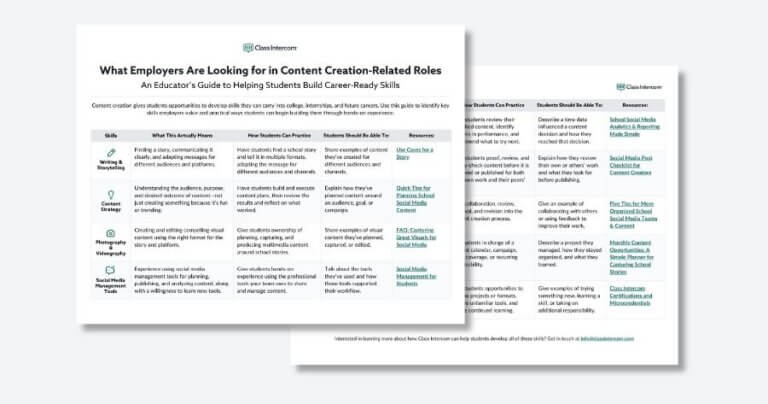 Image of a Class Intercom downloadable resource - "What Employers Are Looking For In Content Creation-Related Roles".