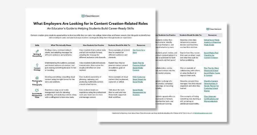 Image of a Class Intercom downloadable resource - "What Employers Are Looking For In Content Creation-Related Roles".