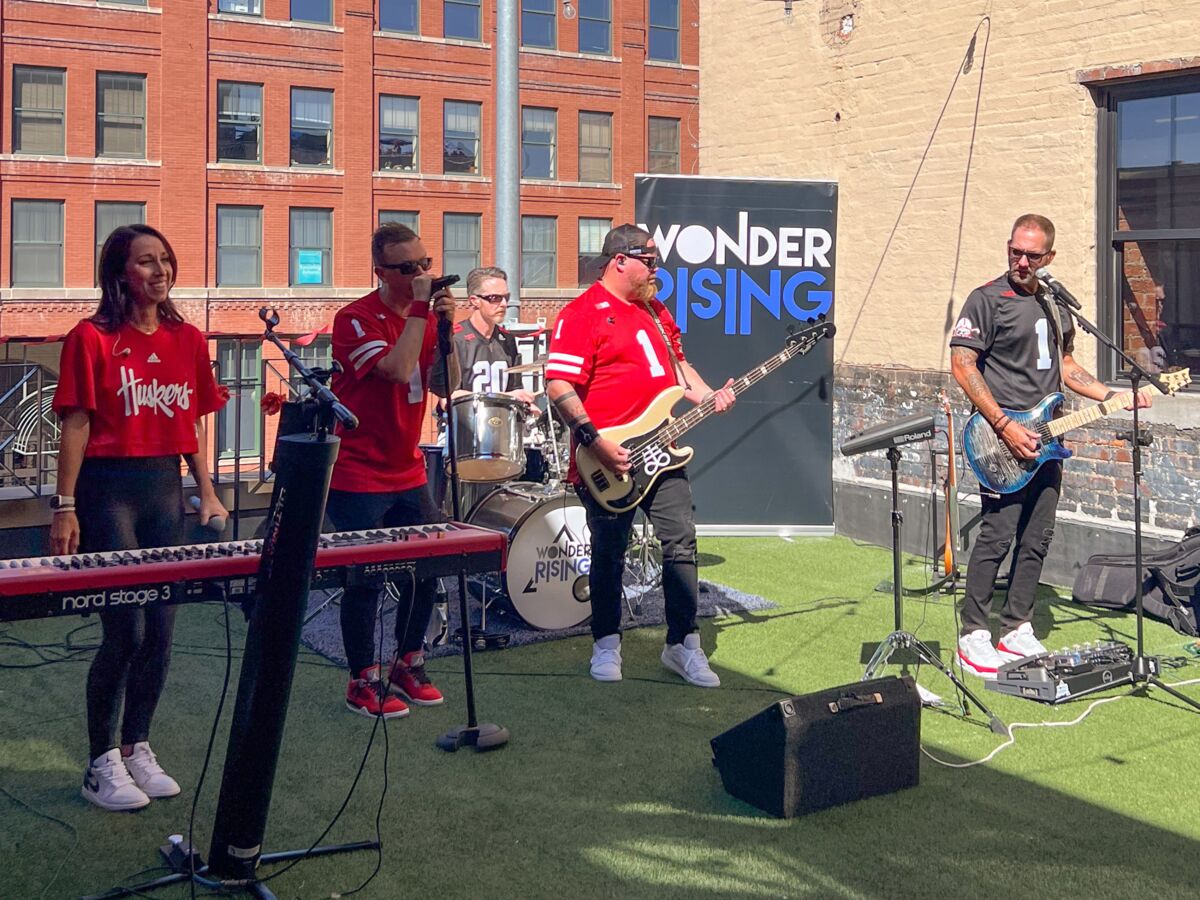 Wonder Rising performing live on the rooftop